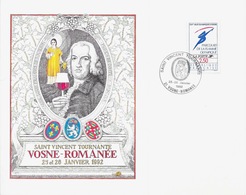 Carte Double: Vosne-Romanée (21), Saint-Vincent Tournante 25 Et 26 Janvier 1992, Avec Tampon - Demonstrations