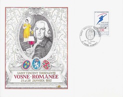 Carte Double: Vosne-Romanée (21), Saint-Vincent Tournante 25 Et 26 Janvier 1992, Avec Tampon - Manifestazioni