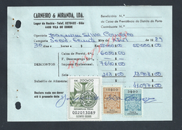 DOCUMENT COMMERCIAL 1989 DE CARNEIRO & MIRANDA GIAO VILA DO CONDE SUR TIMBRES FISCAUX DU PORTUGAL : - Covers & Documents