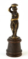 Női Félakt Figura, Réz, Fa Talapzaton, Jelzés Nélkül, M: 9 Cm (13,5 Cm) - Sonstige & Ohne Zuordnung