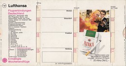 1970 Lufthansa Flugverbindungen Flight Connections ,Timetable Atika Cigarette Advertising - Pubblicità