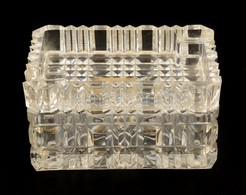 Csiszolt ólomkristály Bonbonier, Jelzés Nélküli, Címkés Ragasztással, Kis Csorbával, Apró Karcolásokkal 12,5x8,3cm M:7,5 - Glass & Crystal