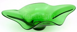 Zöld üveg Asztali Kínálótál, Fújt, Kis Kopásnyomokkal, 45×17×14 Cm - Verre & Cristal