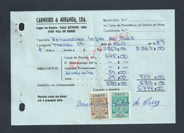 DOCUMENT COMMERCIAL 1989 DE CARNEIRO & MIRANDA GIAO VILA DO CONDE SUR TIMBRES FISCAUX DU PORTUGAL : - Briefe U. Dokumente