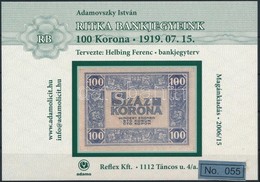2006 Ritka Bankjegyeink 100 Korona Hátoldal Emlék Képeslap No 055 - Ohne Zuordnung