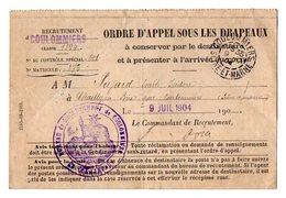 VP16.886 - COULOMMIERS 1904 - Franchise Militaire - Ordre D'Appel Sous Les Drapeaux - Mr E. PAJARD De CHAILLY EN BRIE - Documenti