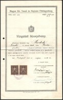 1921-1931 2 Db Magyar Kir. Vasuti és Hajózási Főfelügyelőség Vizsgálati Bizonyítvány,  Motoros Csónak Vizsgáról, 33x21 C - Unclassified
