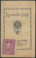 1933 Az 'Országos Frontharcos Szövetség' Tagsági Igazolójegy, Díjfizetési Cédulákkal és Okmánybélyeggel, Jó állapotban - Sin Clasificación