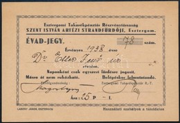 1938 Dr. Etter Jenő (1897-1973) Esztergom Városi Főügyész, Későbbi Polgármester Részére Kiállított évadjegy A Szent Istv - Sin Clasificación