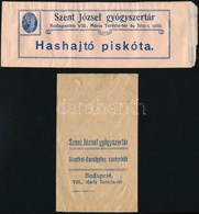 Cca 1915 Bp. VIII., Mária Terézia Téri Szent József Gyógyszertár által Készített Hashajtó Piskóta és Cukorka Papírzacskó - Publicidad