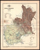 1893 Bereg Vármegye Térképe, Tervezte Gönczy Pál, Pallas Nagy Lexikona, 30x24 Cm - Sonstige & Ohne Zuordnung