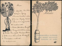 1916 3 Db Szecessziós Műsor Kártya Rajzokkal 11x17 Cm - Non Classés