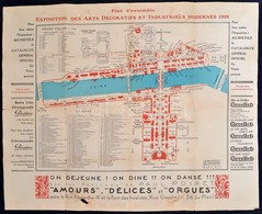 1925 Párizs Nemzetközi Díszítőművészeti Kiállítás Térkép és Program 58x46 Cm - Non Classés