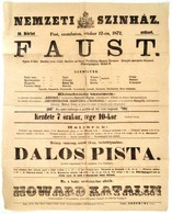 1872 Pest, Nemzeti Színház 1872. Okt. 12.: Faust C. Opera Előadás Kisplakátja, Főzeneigazgató: Erkel Ferenc, A Szereplők - Autres & Non Classés