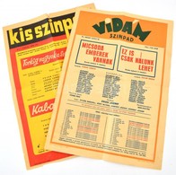 1956-1962 Vidám Színpad és Kis Színpad Színház Műsoros Plakát, Hajtott, Egyiken Hajtásnál Kis Szakadás, 42x29 Cm - Other & Unclassified