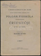 1913 A Szegedi III. Kerületi M. Kir. Állami, SLÖJD-tanfolyammal Kapcsolatos Polgári Fiúiskola Tizenkilencedik értesítője - Non Classés