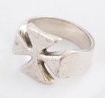 Ezüst(Ag) Vaskeresztes Gyűrű, Jelzett, Méret: 66, Nettó: 13,1 G - Sonstige & Ohne Zuordnung