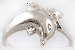 Ezüst(Ag) Delfines Gyűrű, Jelzett, Méret: 56, Nettó: 2,7 G - Sonstige & Ohne Zuordnung