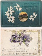 ** * 11 Db RÉGI Hosszúcímzéses üdvözlő Képeslap: Lithok, Dombornyomottak / 11 Pre-1904 Greeting Motive Postcards: Litho  - Sin Clasificación