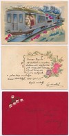 * 5 Db Régi Dombornyomott üdvözlőlap, Közte Litho / 5 Pre-1945 Emb. Greeting Cards, Including Lithos - Ohne Zuordnung