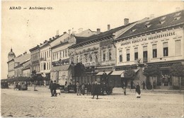 T2 1908 Arad, Andrássy Tér, Radó Gyula, Stern M., Andrényi Károly és Fiai, Rosmanith A. és Fia üzlete, Leánykiházasítási - Non Classificati