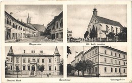 T2 1941 Beszterce, Bistritz, Bistrita; Magyar Utca, Görög Katolikus Templom, Nemzeti Bank, Vármegyeháza / Street, Church - Ohne Zuordnung