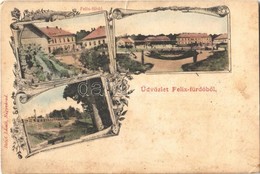 T3 1902 Félix-fürdő, Baile Felix; Helyfi László Kiadása, Art Nouveau, Floral (szakadás / Tear) - Ohne Zuordnung