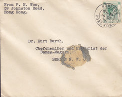 Hong Kong 'Petite' KOWLOON 1938 Cover Brief BERLIN Germany 5c. GVI. Stamp - Covers & Documents