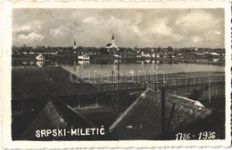 T2/T3 1936 Militics, Srpski Miletic; Látkép, Fahíd, Templomok / General View, Wooden Bridge, Churches. Photo (EK) - Unclassified