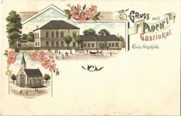 T2 1908 Malé Hostice, Klein Hoschütz (Opava, Troppau); Gruss Aus Ploch's Gastlokal, Kapelle / Restaurant And Hotel, Chap - Other & Unclassified