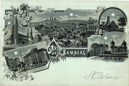 T2 1898 Bamberg, Schönleinplatz, Sternwarte, Michelsberg, Altenburg, Dom / Square, Look Out Tower, Castle, Church. Flora - Ohne Zuordnung