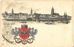 ** T2/T3 Frankfurt, Eiserner Steg Und Dom. Heraldische Postkarte No. 13. F. Astholz Art Nouveau, Litho (EK) - Ohne Zuordnung