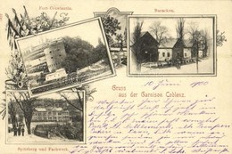 T1/T2 1900 Koblenz, Coblenz; Garnison, Fort Constantin, Baracken, Spitzberg Und Fachwerk / Garrison, Barracks. Art Nouve - Non Classés