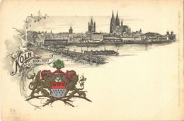 ** T2 Köln, Cologne; Blick V. Deutz. Heraldische Postkarte No. 15. F. Astholz Art Nouveau, Litho - Ohne Zuordnung