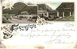 T2/T3 1898 Fortezza, Franzensfeste (Tirol); Stationsgebäude, Höhe Brücke / Railway Station, Bridge, Floral, Art Nouveau, - Other & Unclassified