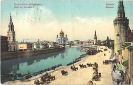 T2/T3 1913 Moscow, Moskau, Moscou; Quai Du Kremlin / Kremlin, Quay, Horse-drawn Carriages (EK) - Sonstige & Ohne Zuordnung