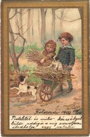 * T2/T3 1900 Children With Dogs. Winkler & Schorn Meisterbilder Serie Emb. Litho (worn Corners) - Non Classés