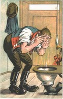 ** T2/T3 Drunk Man Washing Face In The Toilet. Humour Litho, J.S. U. Co. M. Nr. 571.  (EK) - Unclassified