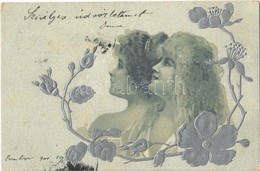 T2/T3 1901 Ladies, Art Nouveau, Emb. Silver Decoration Litho  (EK) - Non Classés