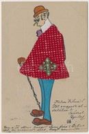 T2 1905 Kézzel Rajzolt Művészlap Ragasztott Kabáttal / Hungarian Hand-drawn Art Postcard With Glued Textile As The 'coat - Non Classés