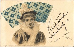 T2/T3 Art Nouveau Lady. Theo. Stroefer's Kunstverlag Aquarell Postkarte Serie 54. No. 4. Litho (EK) - Ohne Zuordnung