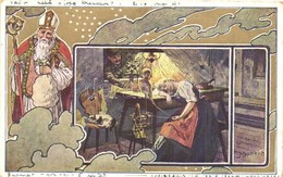 T2 Mikulás / Saint Nicholas, Golden Art Postcard. Serie 10. Nicolo Nr. 4. S: Schubert - Ohne Zuordnung