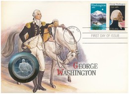 Amerikai Egyesült Államok 1982S 1/2$ Ag 'George Washington Születésének 250. évfordulója' érmés Borítékban, Bélyeggel és - Unclassified