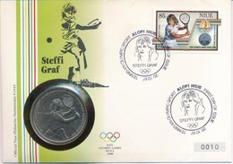 Niue 1987. 5$ 'Steffi Graf' Sorszámozott érmés Borítékon Elsőnapi Bélyegzés, Hátoldali Ismertetővel T:BU
Niue 1987. 5 Do - Non Classés