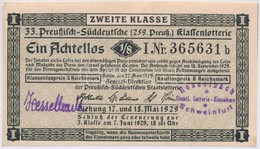 Németország / Weimari Köztársaság 1929. 1/8 Sorsjegy T:III
Germany / Weimar Republic 1929. 1/8 Value Lottery Ticket C:F - Unclassified