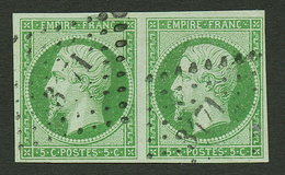 Paire Du 5c (n°12b) Vert Fonçé Obl. PC 3171. Cote 450€. Superbe. - Autres & Non Classés