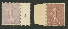 20c (n°131) + 30c (n°133) Bord De Feuille Neuf **. Les 2 Timbres Signés CALVES. Superbe Qualité. - Altri & Non Classificati