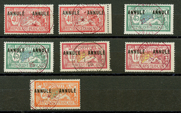 COURS D' INSTRUCTION : Lot 7 Timbres MERSONS Surchargés ANNULE Obl. Cote 800€. TTB. - Autres & Non Classés