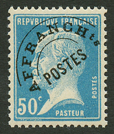 PREOBLITERE : 50c PASTEUR (n°68) Neuf **. Cote 285€. Superbe. - Altri & Non Classificati