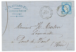 1875 25c CERES (n°60) Obl. T.16 PONT DE VAUX (1) + Convoyeur ST GEORGES DE RENEINS (68) / LY.DIJ. TTB. - Other & Unclassified